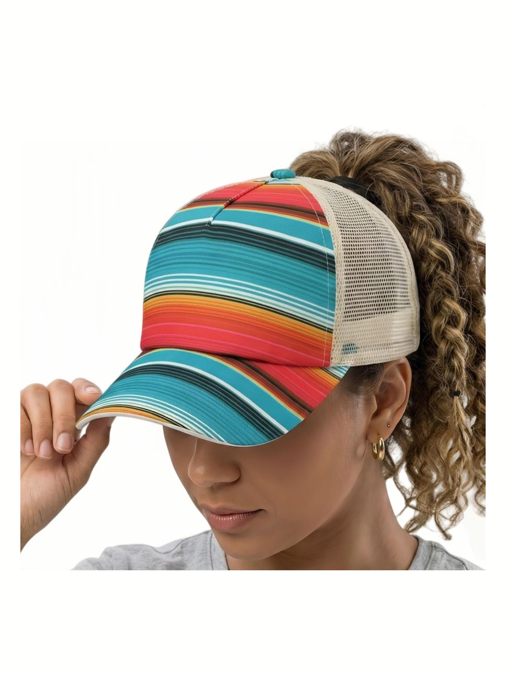 Womens High Ponytail Messy Bun Baseball Caps | Wonderful Color Pattern | Size OS